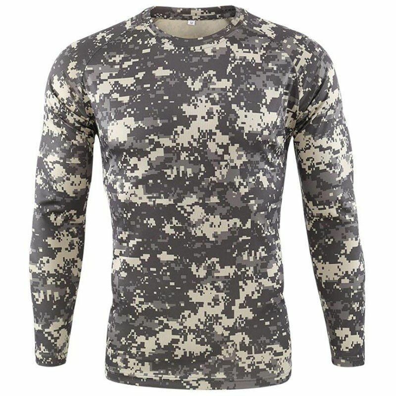 Tactical Camouflage T-Shirt Breathable Long Sleeve Outdoor Sport Hunting Camping