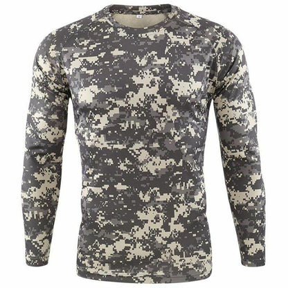 Tactical Camouflage T-Shirt Breathable Long Sleeve Outdoor Sport Hunting Camping