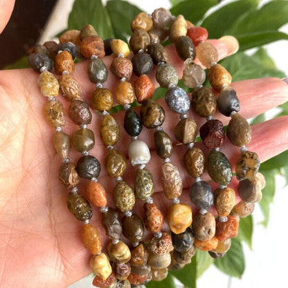 Natural Gobi Multi-Color Alashan Agate/stone Pendant Necklace 108 Prayer Beads