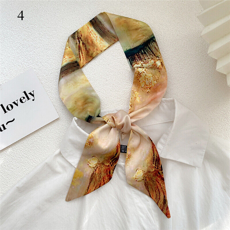 Long Skinny Silk Scarf Narrow Neckerchief Headband Handle Bag Band 105*6cm 1PCS