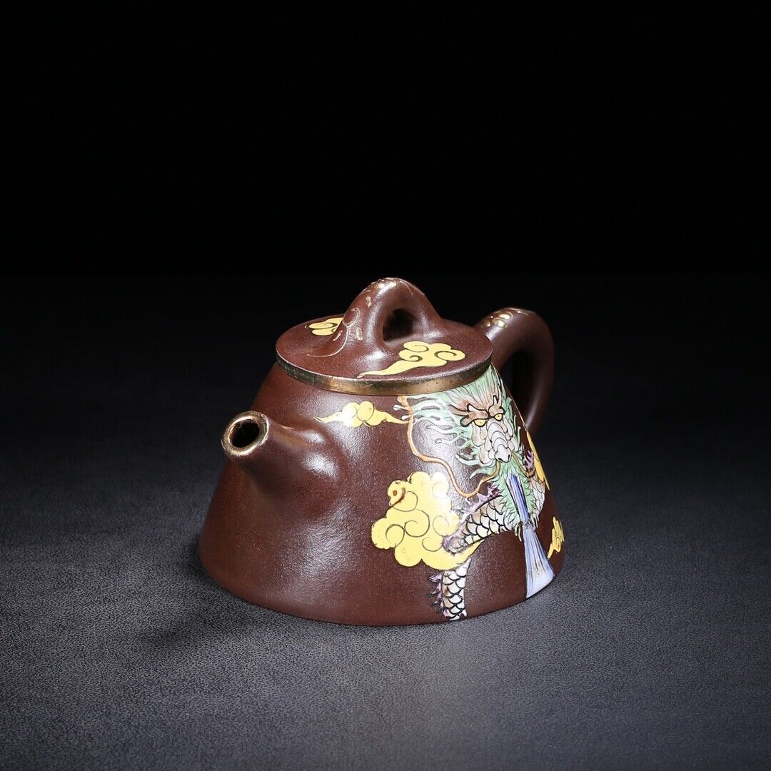 Chinese Yixing Zisha Clay Handmade Exquisite Teapot （霸王石瓢 底款：金鼎商标）