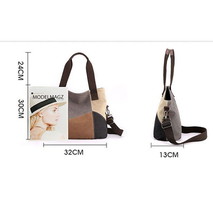 Bag Canvas Totes Handbag Patchwork Messenger Shoulder Bags Crossbody 32*13*30 CM