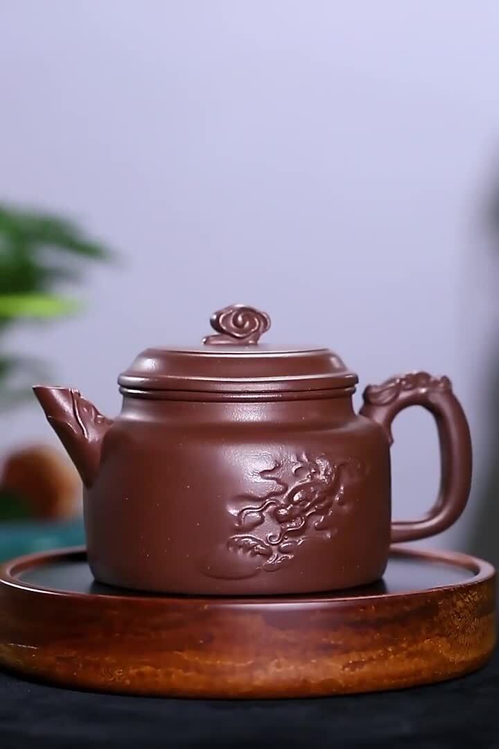 Sold At A Loss Real Yixing Zisha Purple Clay Tea Pot Handmade Carved Dezhong Pot