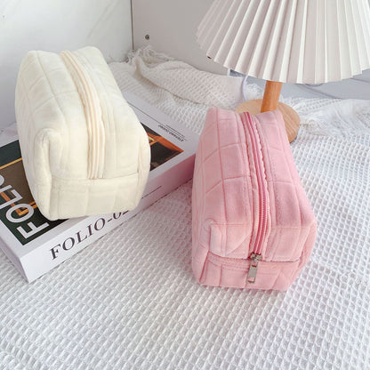Cute Plush Makeup Bag Travel Small Cosmetic Case Zipper Toiletry Pouch Storage