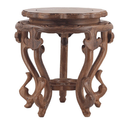 Wenge Wood Bonsai Display Rack Fish Tank Vase Stone Wooden Round Base Stand