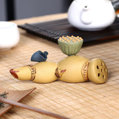 Crafts Purple Sand Tea Pet Lotus Root Tea Pot Tea Plate Decoration Tea Ceremony