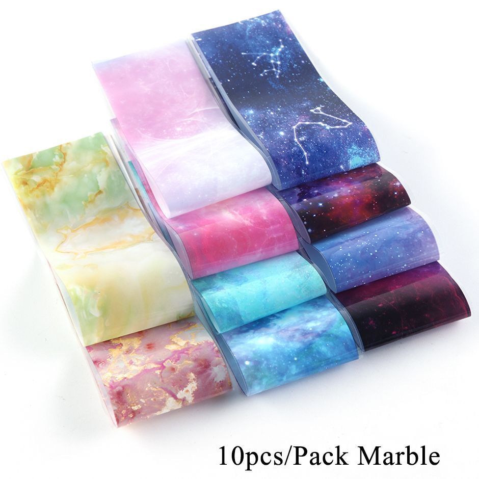 Nail Art 10Pcs Matte Metallic Foils Gold Silver Mirror Starry Paper Gel Stickers