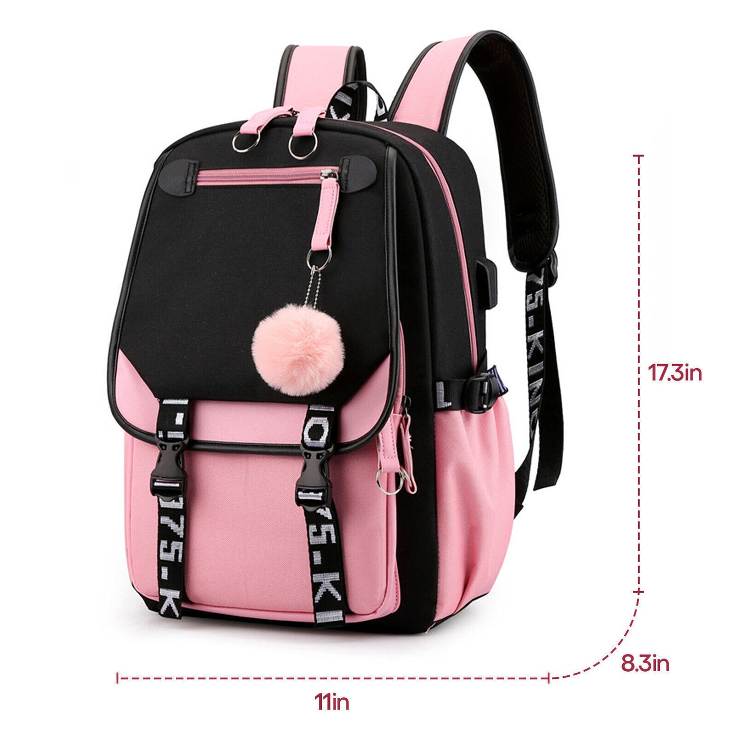 18.5" Large Girl School Backpack Bookbag Waterproof Laptop Travel Bag Rucksack