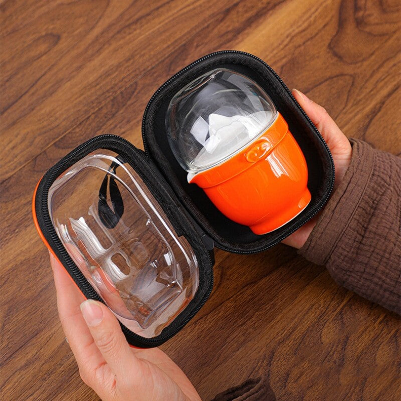 Portable Tea Set With Bag Porcelain Tea Pot Matching Tea Cup Glass Cup Tea Towel