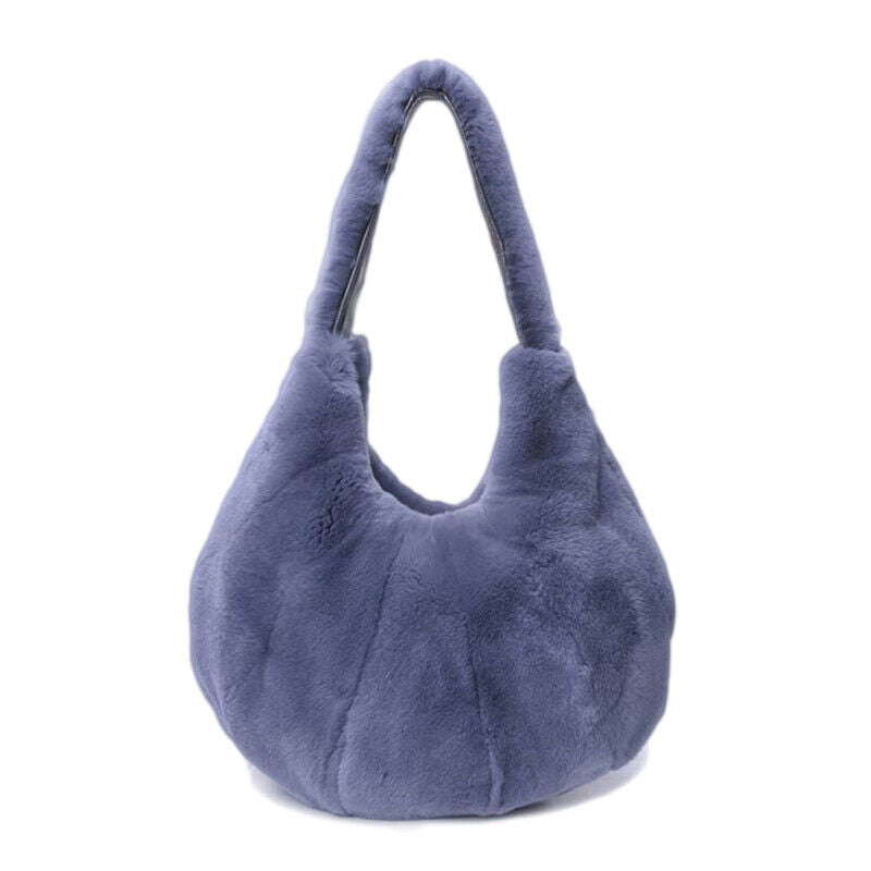 Fashion Womens Hobo Bags Full-pelt Rex Rabbit Fur Tote Bags Casual Shoulder Bags
