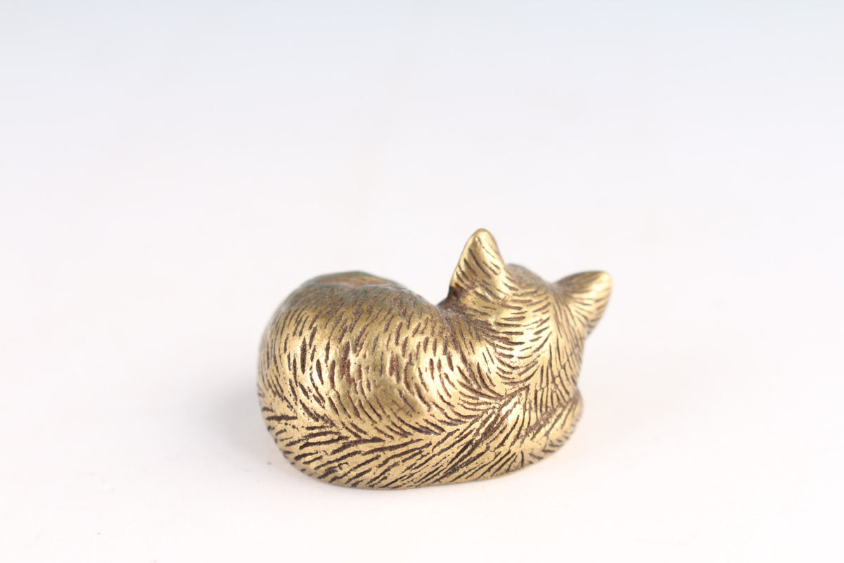 Mini Chinese bronze handmade fortune cat statue tea pet collection netsuke