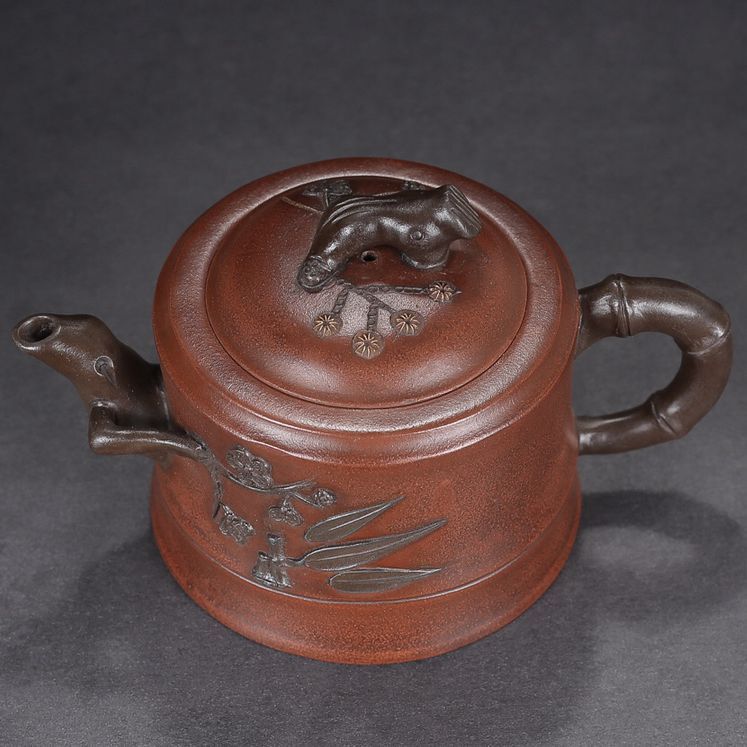 Chinese Yixing Purple Clay Teapot Zisha Ceramic Pine Bamboo Plum Blossom Teaware