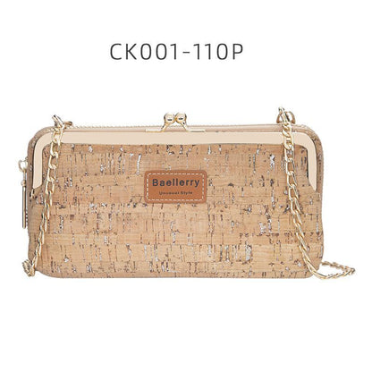 Wallets Wood Grain Chain Long Phone Holder Classic Purse Zipper Wallet 11*5*20CM