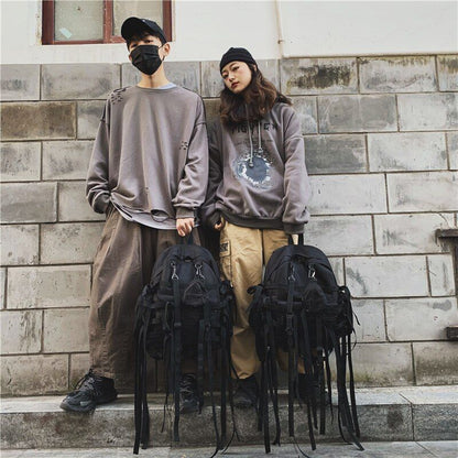 Black Backpacks Travel Bag Casual Shoulder Punk Unisex Bags 31*12*42 CM Canvas