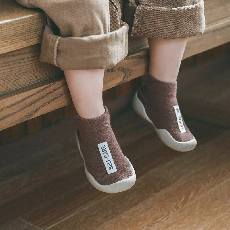 Unisex Baby Shoes First Walkers Toddler Girl Soft Rubber Knit Booties Anti-slip