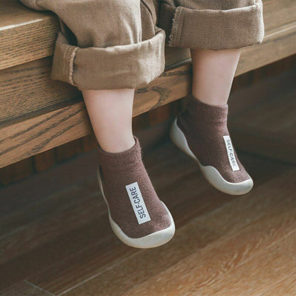 Unisex Baby Shoes First Walkers Toddler Girl Soft Rubber Knit Booties Anti-slip
