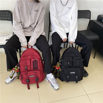 Multiple Pocket Waterproof Nylon Backpack Insert Buckle Schoolbag Book Bags 1 PC