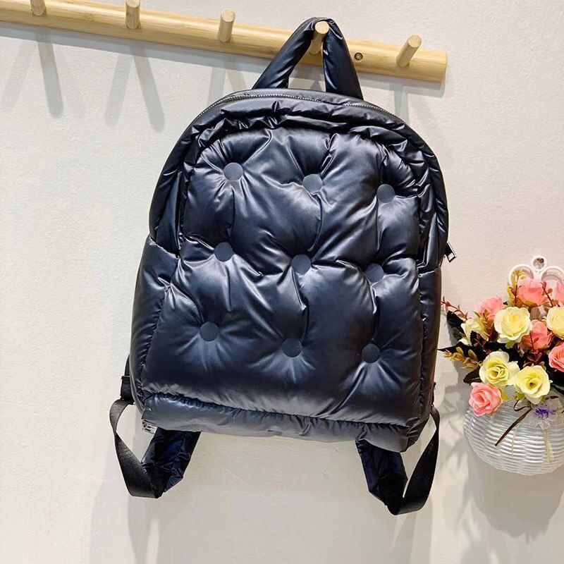 Backpack Fashion Feather Down Shoulder Bags Large Capacity School Bag 30*12*33CM