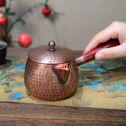 Handmade Purple Copper Side Handle Teapot 400ml Gongfu Tea Kettle