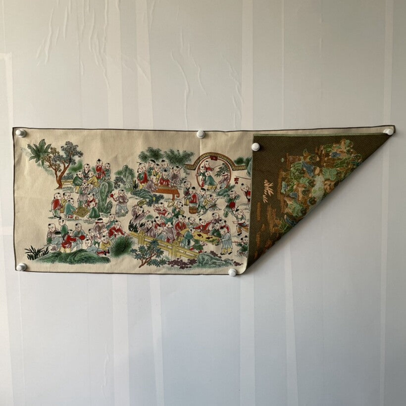 Old Chinese Silk Embroidery Painting Thangka Mural "Hundred Sons" 6158 -
