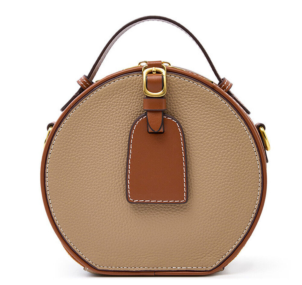 Women Luxury Round Bag Real Leather Handbag Brand New Crossbody Shoulder Purse