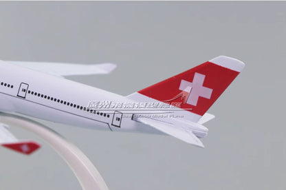 16cm Switzerland Boeing 747-400 Passenger Airplane Diecast Plane Aircraft Model