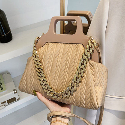 Clip Shell Bag Chain Crossbody Fold Totes Evening Clutch Handbag Shoulder Purse