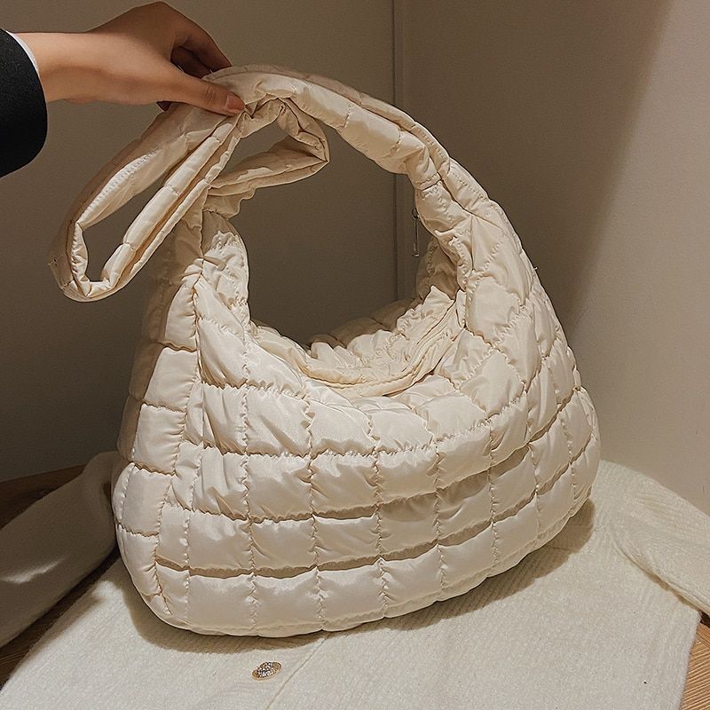High Quality Cotton Feather Down Shoulder Bag Winter Handbags Tote Messenger Bag