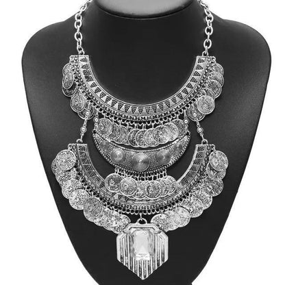 Bohemian Necklace Vintage Choker Ethnic Statement Large Collar Pendant Gypsy