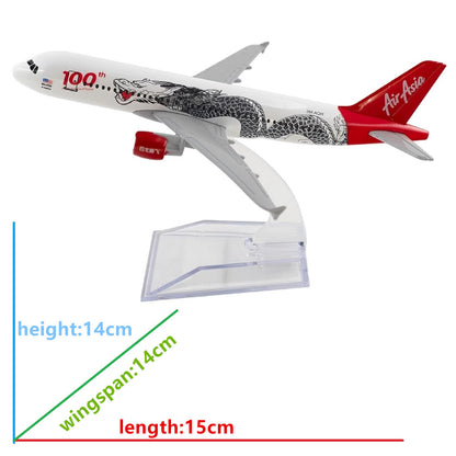 1:400 15cm Aircraft Asia Dragon A320 100th Alloy Plane Model Airplane Ornaments