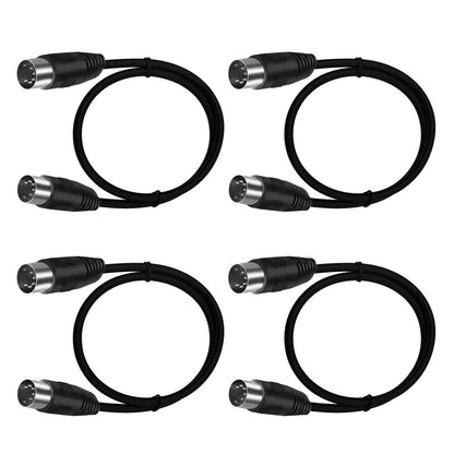 Stable Connection 4pcs MIDI 5-pin Male to Male Connecting Wire Plastic Shell