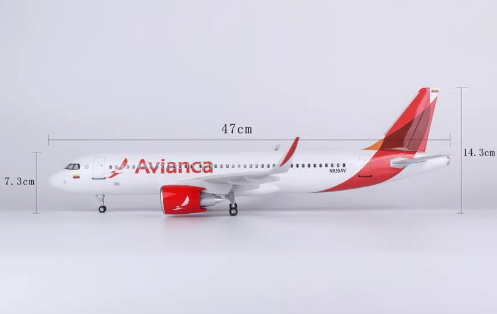 1:80 47CM Avianca AIRBUS A320neo Airplane Landing Gear Resin Aircraft Model