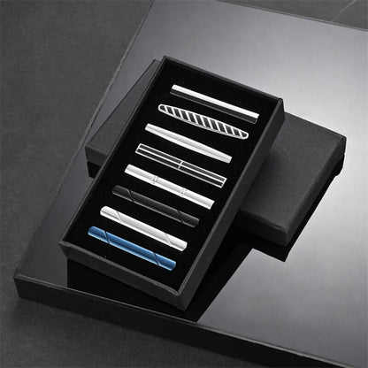 Tie Clips 8Pcs Copper Short Pins Set W/ Gift Box Accessories Men Shirt Cufflinks