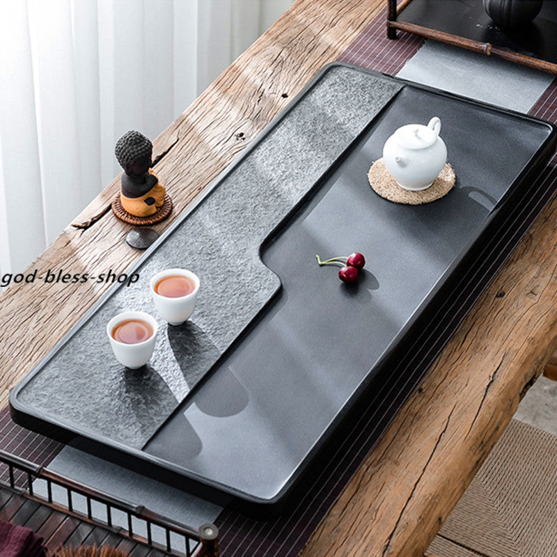 Complete Stone Tea Tray Heavy Black Stone Tea Table Simple Design Water Draining