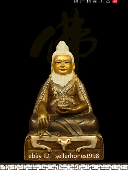 Tibet Buddhism Guru Master Thangtong Gyalpo Buddha Bronze Statue 30cm