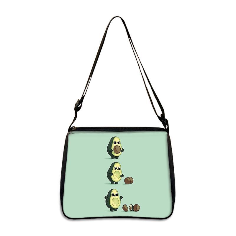 Cute Avocado Lemon Print Shoulder Bags Handbag Clutch Lipstick Purse Storage Bag