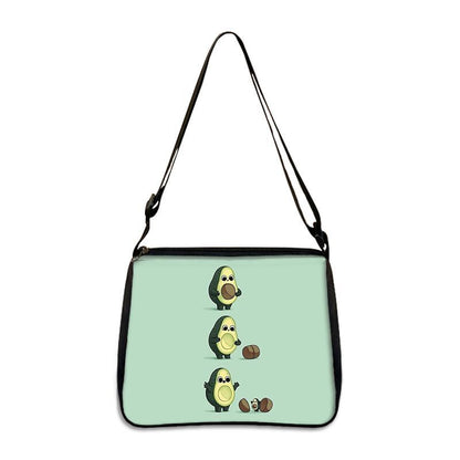 Cute Avocado Lemon Print Shoulder Bags Handbag Clutch Lipstick Purse Storage Bag