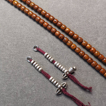 Handmade Tibetan Mala Counters for Prayer Bead Made of Sterling Silver