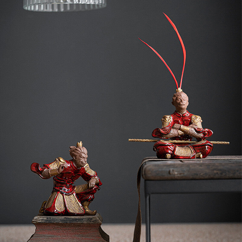 Monkey King Statue Bar Porcelain Home Decoration Handmade House Warming Gift New