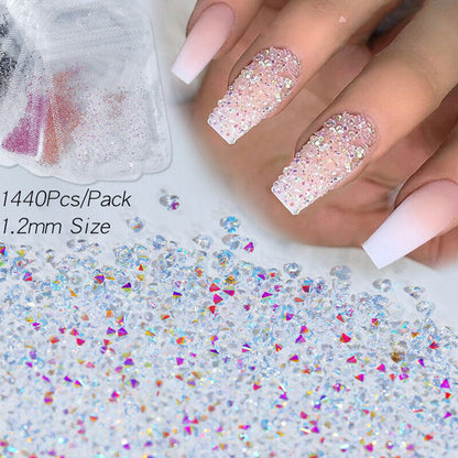 1440pc/bag Crystal AB Gold 3D Flat Back Crystal Nail Art Rhinestones Decoration