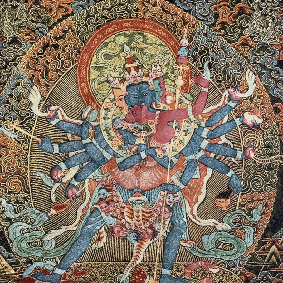 35" Tibetan Buddhism Embroidery Chakrasamvara Buddha Thangka Worship Hall