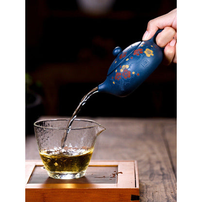 180ML Yixing Zisha Pottery Handmade Day Green Clay Plum Blossom Teapot Tea Pot