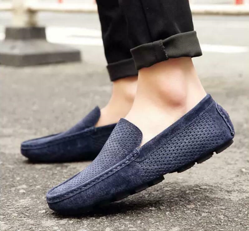 Leather Driving Mens Summer breathable Hollow Out Loafer Slip On Casual Shoes @