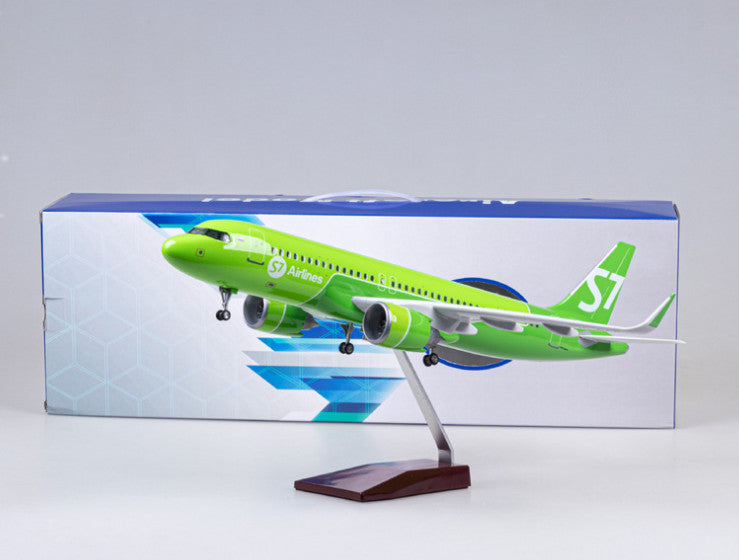 47CM 1:80 S7 Airlines AIRBUS A320neo Airplane Landing Gear Resin Aircraft Model