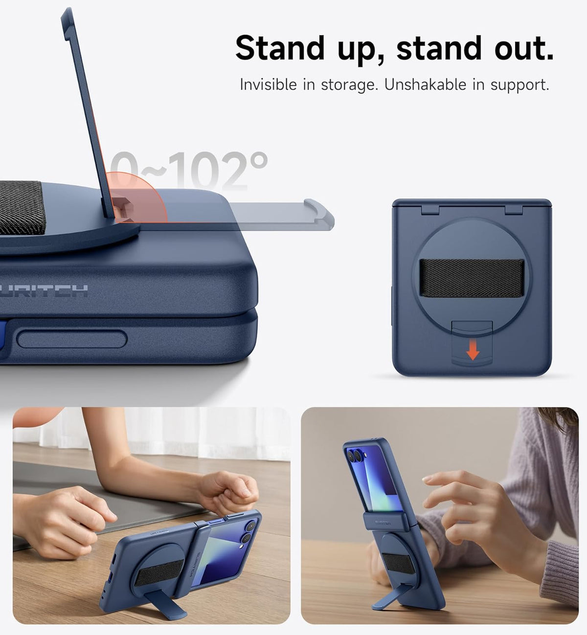 for Samsung Galaxy Z Flip7 Case with 360° Rotatable Hand Strap Phone Grip Holder