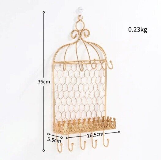 Jewelry Display Stand Metal Birdcage Cloud Wall Earrings Necklace Storage Holder