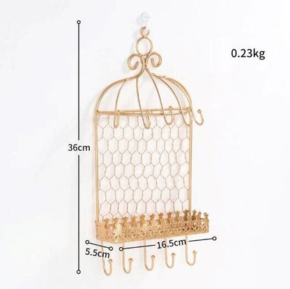 Jewelry Display Stand Metal Birdcage Cloud Wall Earrings Necklace Storage Holder