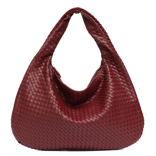Leather Bag Woven Female Handbag Big Patchwork Zipper Women Shoulder Bags