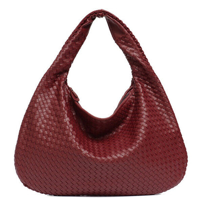Leather Bag Woven Female Handbag Big Patchwork Zipper Women Shoulder Bags