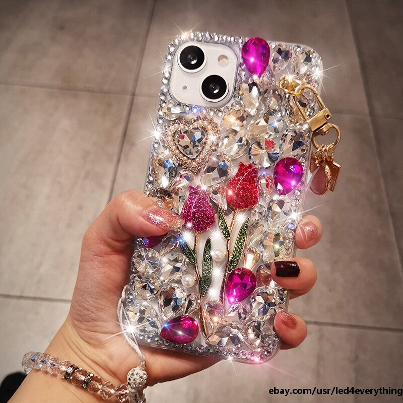 For iPhone 16/17 Pro Max 11/12/13/14/15 Luxurious Inlaid Rhinestones Phone case